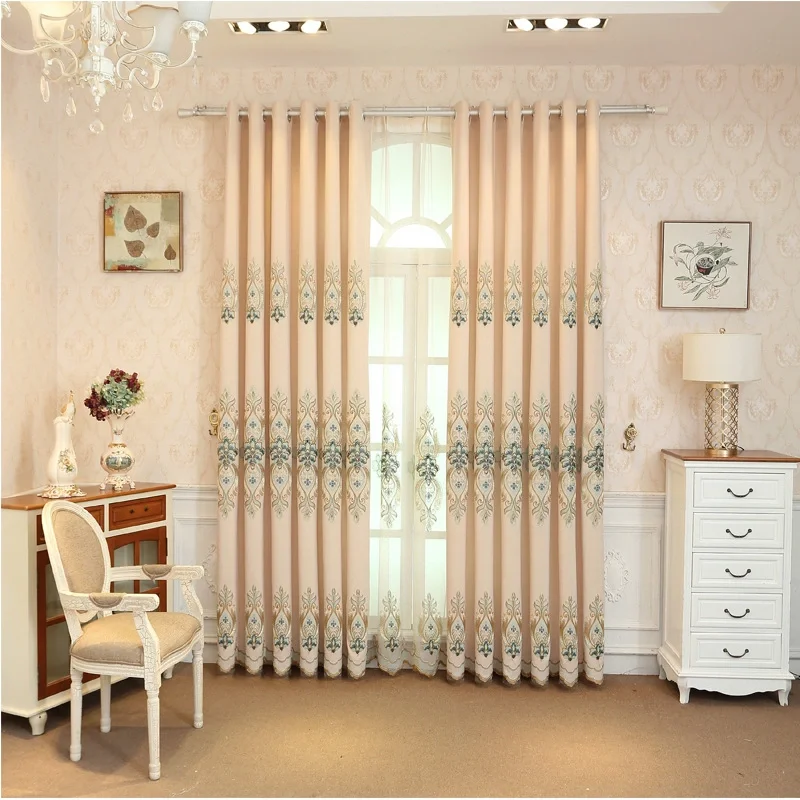 

Slub cotton embroidery curtain fabric