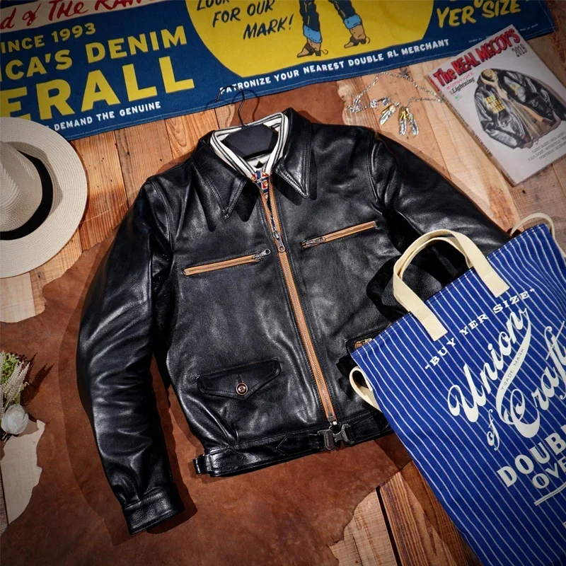 Классическое кожаное пальто Blunt Razor Hartmann Oil Wax растительного дубления для мужчин