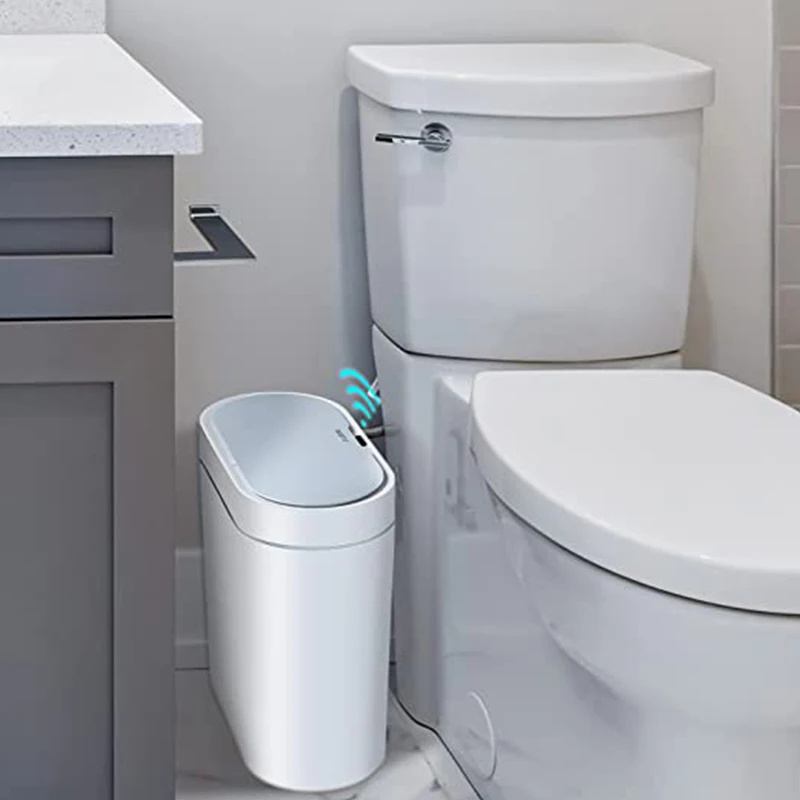 

Narrow Bathroom Smart Trash Can 9L Electronic Automatic Waste Garbage Bintoilet Waterproof Smart Sensor Trash Bin