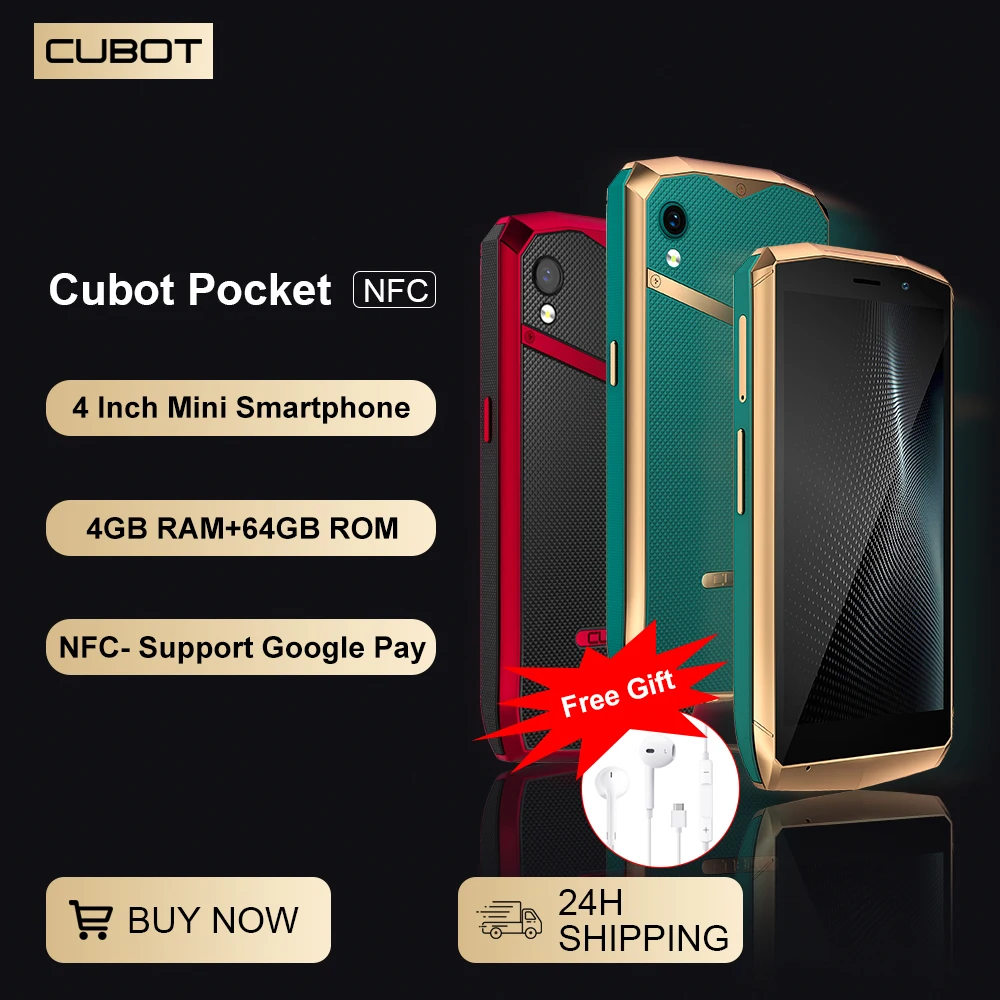 смартфоны 2022 Cubot Pocket, 4-дюймовый мини телефон, смартфон на андроид, поддержка NFC, 4 ГБ ОЗУ, 64 ГБ ПЗУ (128 ГБ расширена), 4G Dual SIM smartphone, аккумулятор ...