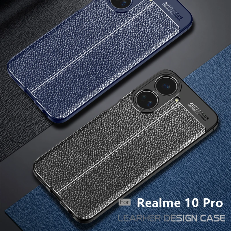 

Чехол для Realme 10 Pro, чехол для OPPO Realme 10 Pro, новая Противоударная оригинальная задняя крышка, мягкий кожаный из ТПУ, Fundas Realme 10 Pro Plus