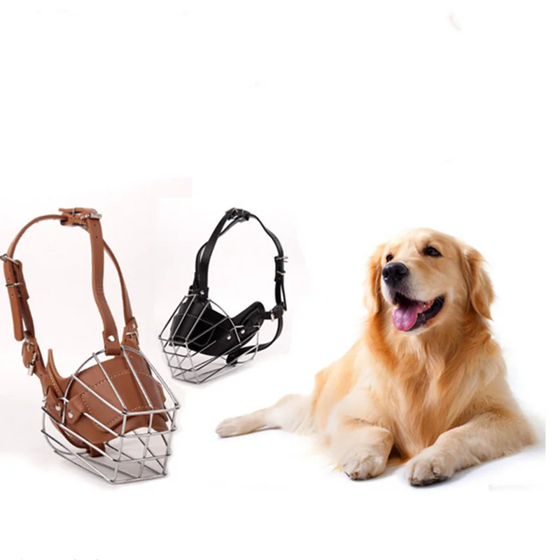 

Small Large Dog Adjustable Metal Basket Muzzle Anti-bite Mouth Cover Bark Chew Muzzle Pet Breathable Safety Mask