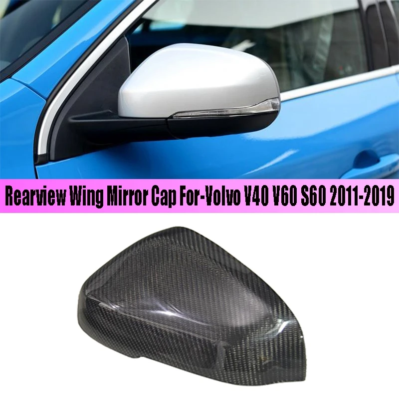 1Pair Car Side Mirror Cover Rearview Wing Mirror Cap for-Volvo V40 V60 S60 2011-2019