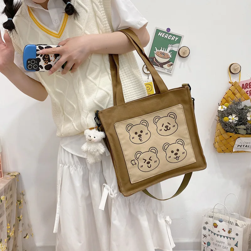 

Женская сумка, недорогая Повседневная вместительная сумка через плечо, сумка-шоппер, модная холщовая дорожная сумка-тоут в стиле Харадзюку ...