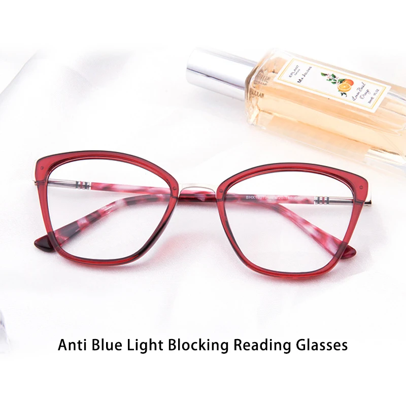

Women's Blue Light Blocking Reading Glasses Computer Eyeglass Cat Eye Frame Hyperopia Optical Prescription Glasses DX18019