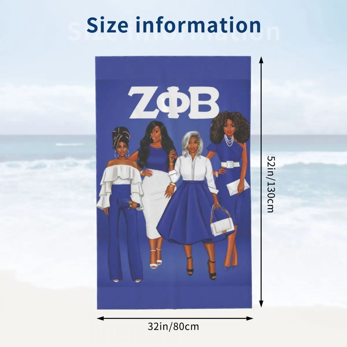 Пользовательское пляжное полотенце Zeta Phi Beta Sorority быстросохнущее супермягкое