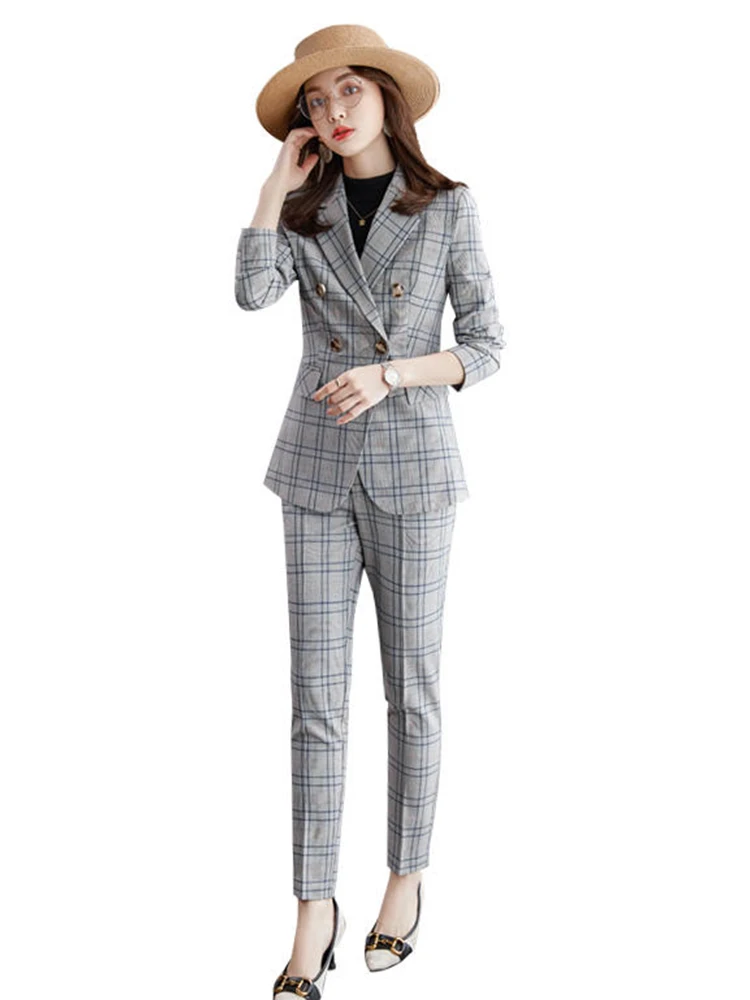 2022 uniform design business Peaked Lapel two piece Lady Formal Office Stylish Woman Pants Suit