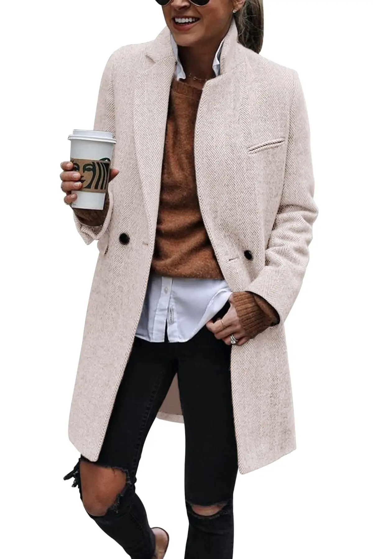 Рисунок 2 - Женский двубортный тренчкот с вырезом на воротнике