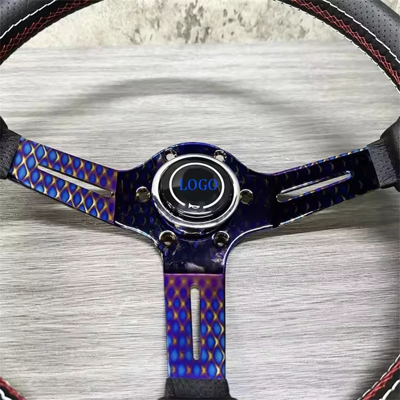 TIYPEOR черный универсальный автомобильный руль из микрофибры 350 мм