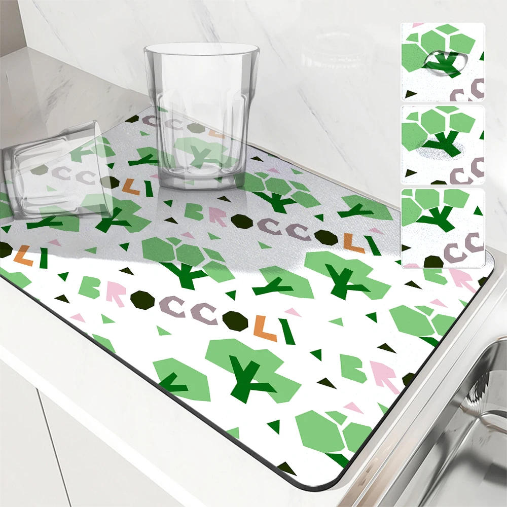 Кухонный коврик для сушки мультяшный фруктов и кофе Абсорбирующая салфетка