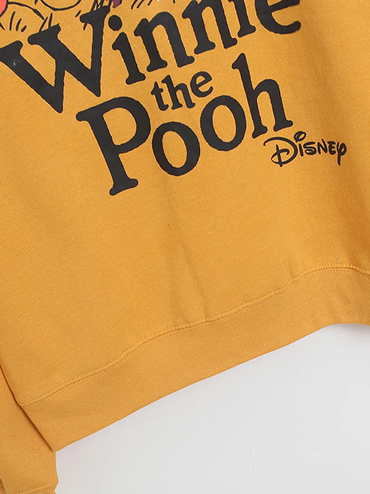 Disney Fleece Sweatshirt Casual Winnie the Pooh Bear Eeyore Donkey Tigger Letter Cartoon Print VELOUR Velvet Women Jumper Tops