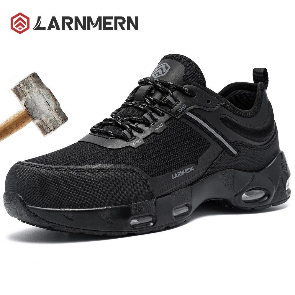 LARNMERN Men's Steel Toe Work Shoes Safety, Anti impact, Anti slip, Lightweight, Breathable Structural Protective Shoes
