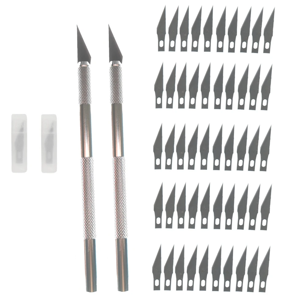 

Engraving Non-Slip Metal Scalpel Knife Kit + 50/20/10/5pcs #11 Blades Cutter Craft Knives for Mobile Phone PCB Repair Hand Tools