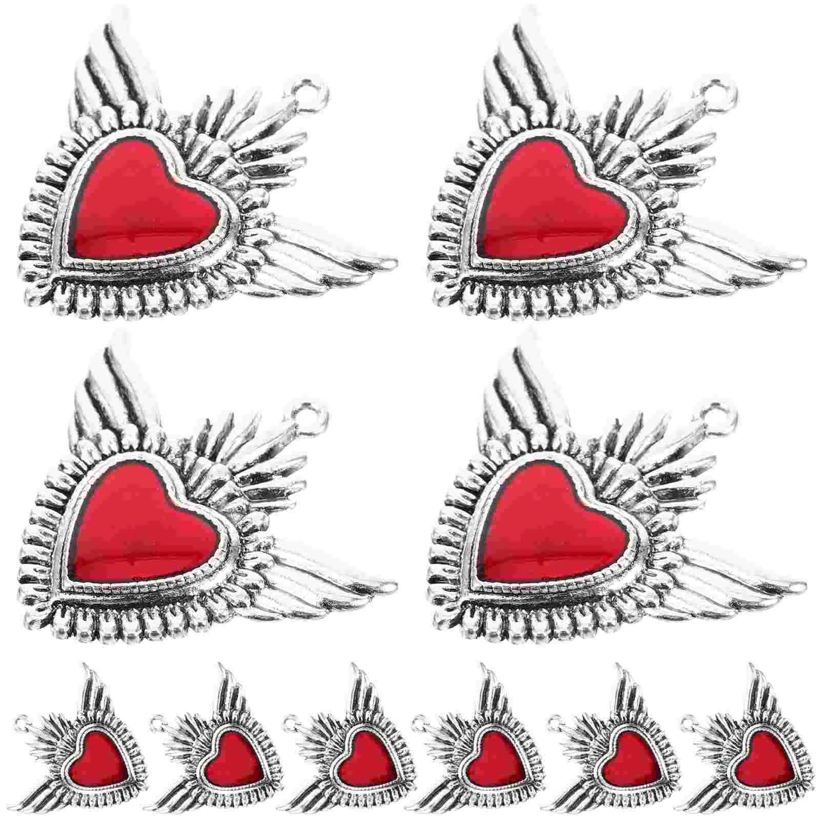 

10 шт. металлические подвески DIY Поделки чокер браслет ювелирные изделия любовь кулон сплав сердце крыло