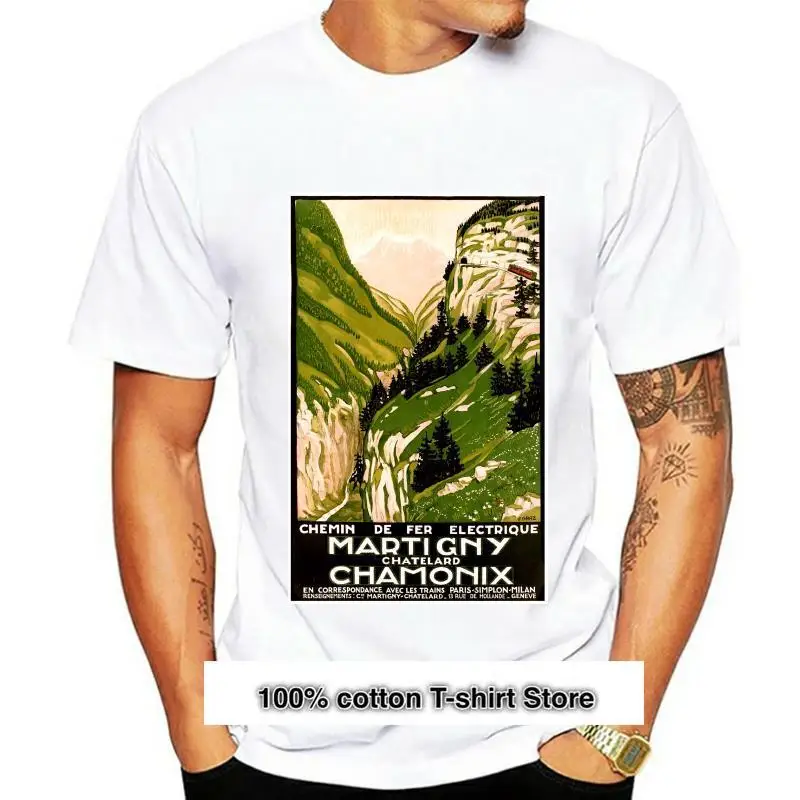 

Camiseta Vintage para hombre, póster de viaje, Martigny, Chamonix, Suiza, 1912