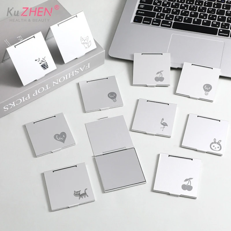 1 шт. квадратное складное алюминиевое мини компактное карманное зеркало для