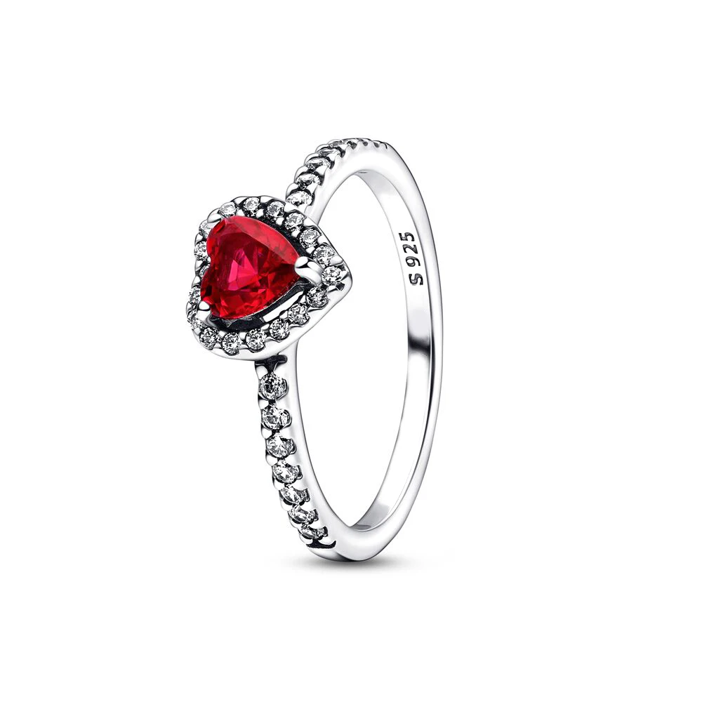 

New S925 Silver Shining Luxurious Red Heart Ring Wedding Party Anniversary Fashion Jewelry Fit for Pandora for Women Gifts