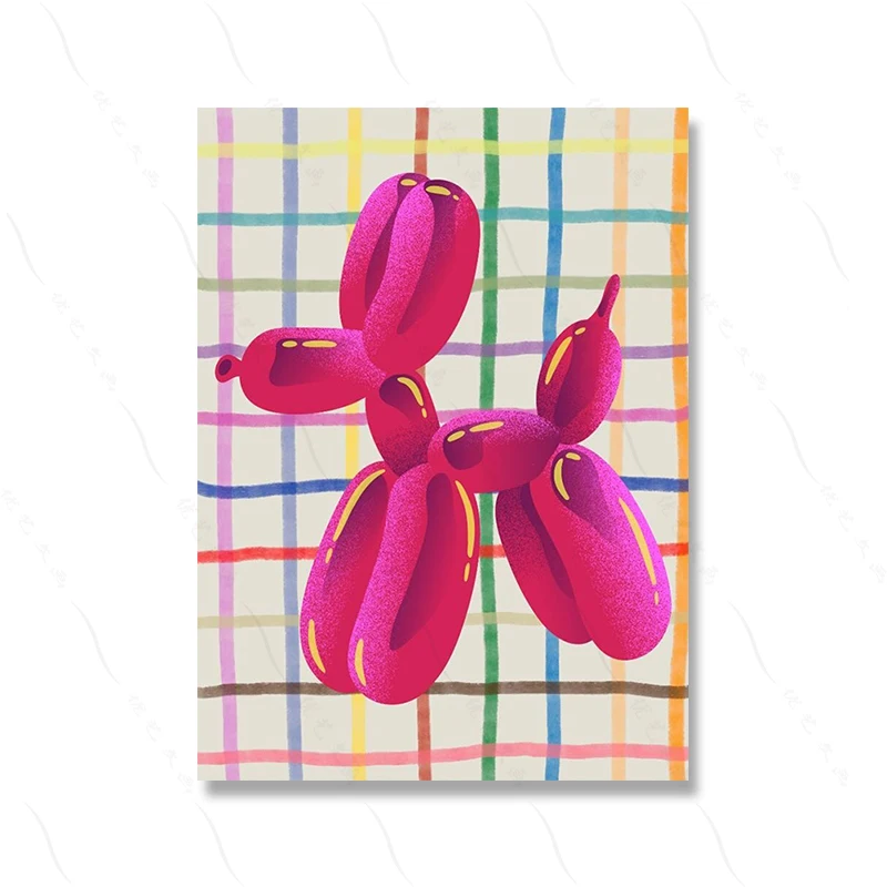 

Постеры и принты для комнаты подростка: розовый воздушный шар-собака, оранжевые цитаты