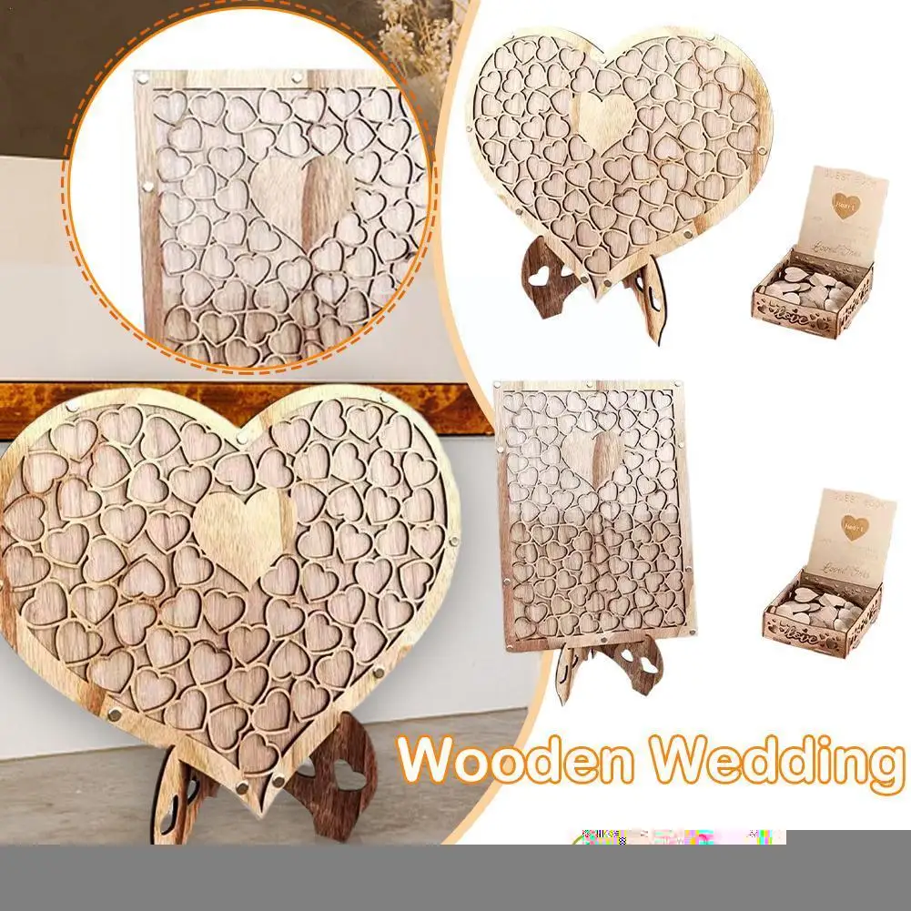 

Heart Shape Wedding Guest Book Heart Guestbook Wooden Guest Alternatives Book Wedding Transparent Guestbook Box Drop W9p7