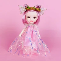 bjd doll mini 16cm 3d big eyes 112 pretty girl fashion doll 13 movable joints diy doll with clothes dress up birthday gift