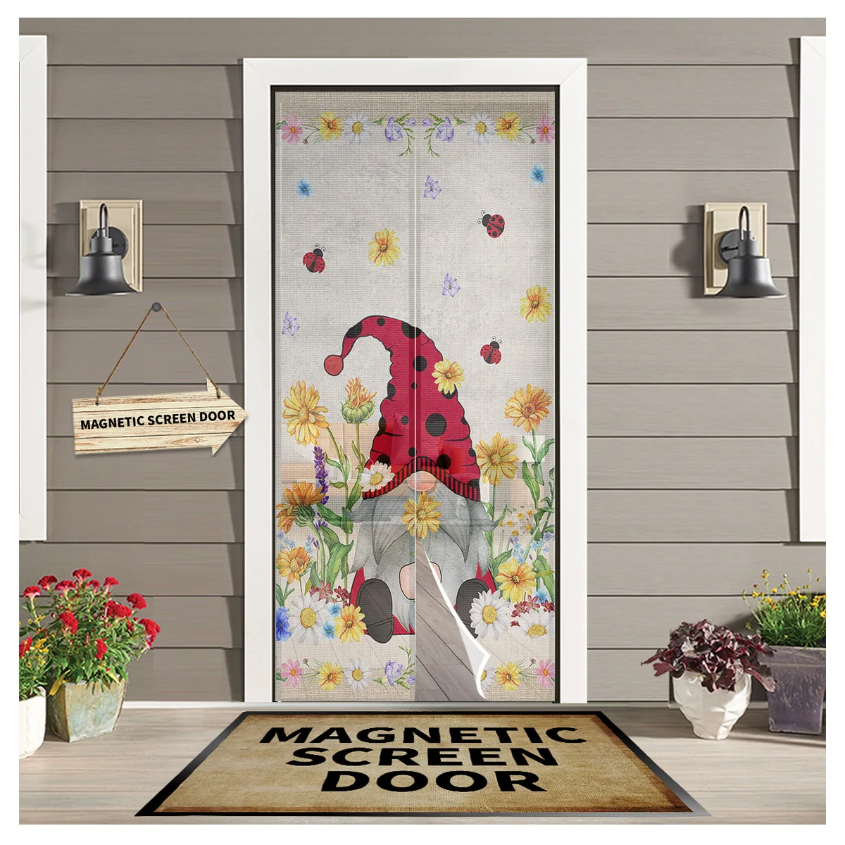 

Summer Daisy Seven Star Ladybug Gnome Modern Magnetic Mosquito Door Curtain Anti Mosquito Insect Fly Bug Bedroom Door Curtain