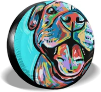msguide spare tire cover cute pit bull painting waterproof wheel tire protectors for jeep camper travel trailer rv suv truck