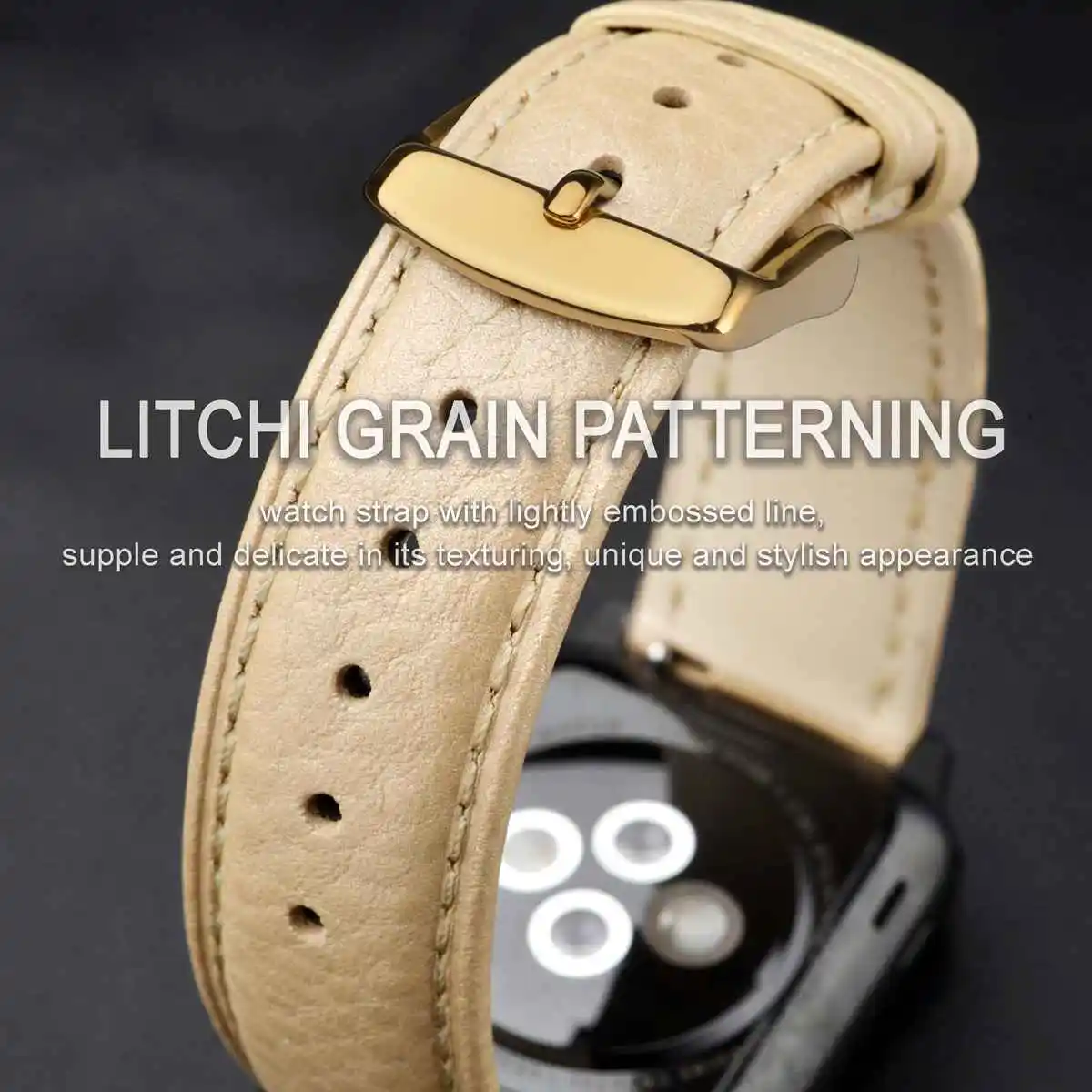 ANNEFIT Calfskin Leather Watchband Soft Material Watch Band Wrist Strap 18mm 20mm 22mm with Gold Buckle