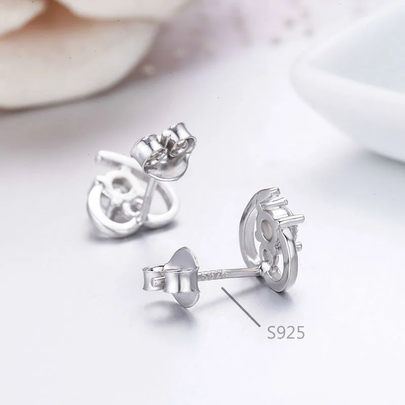 Cute Small 925 Sterling Silver Heart Set CZ Stud Earrings For Women Girls Children Kids Jewelry Orecchini Aros Aretes de mujer | Украшения