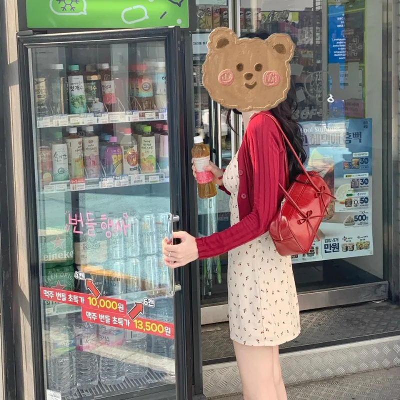 MBTI красная женская сумка через плечо винтажная модная повседневная элегантная с