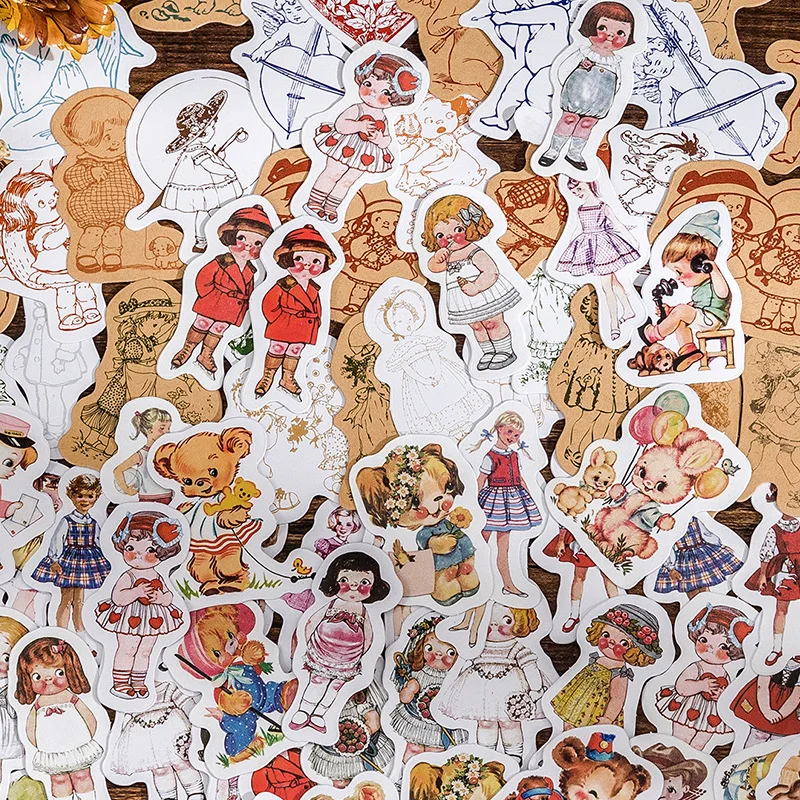 

1set/lot Kawaii Scrapbook Stickers Fairy Tale Characters Junk Journal Pet Gold Planner Stationery Stickers Planner Decorative