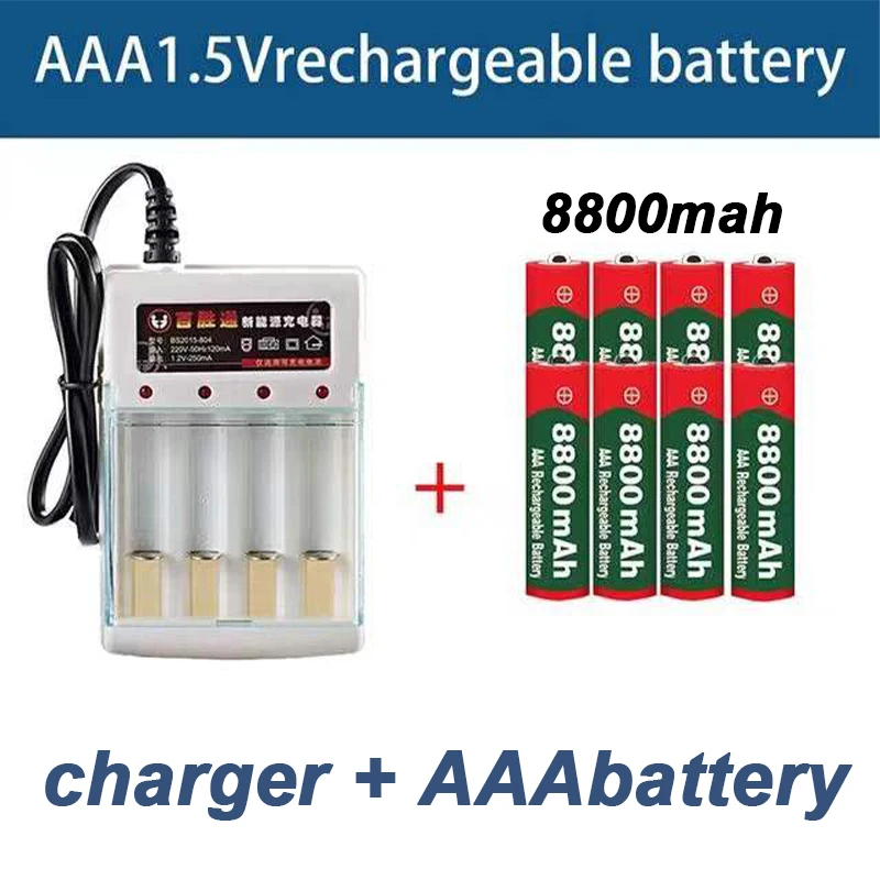 

2023 NEW 1.5V AAA 8800mAh rechargeable lithium-ion battery with charger,For LED flash camera and toy cars