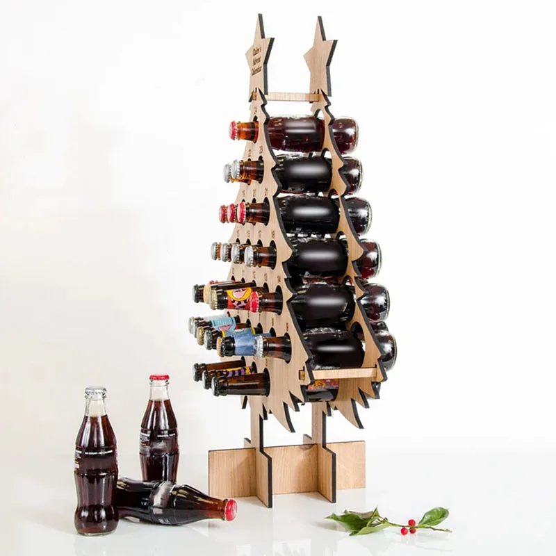 

Christmas Wine Holder Wooden Wine Bottle Stand Advent Calendar Count Down Drinks Display Rack Seasonal Decor TSL1