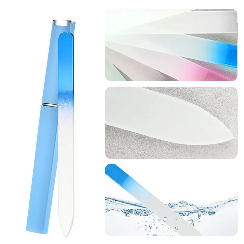 

1PC Colored Crystal Glass Nail File Sandblasted Glass Nail File Buffer Sanding Polish Block Manicure Pedicure Tools