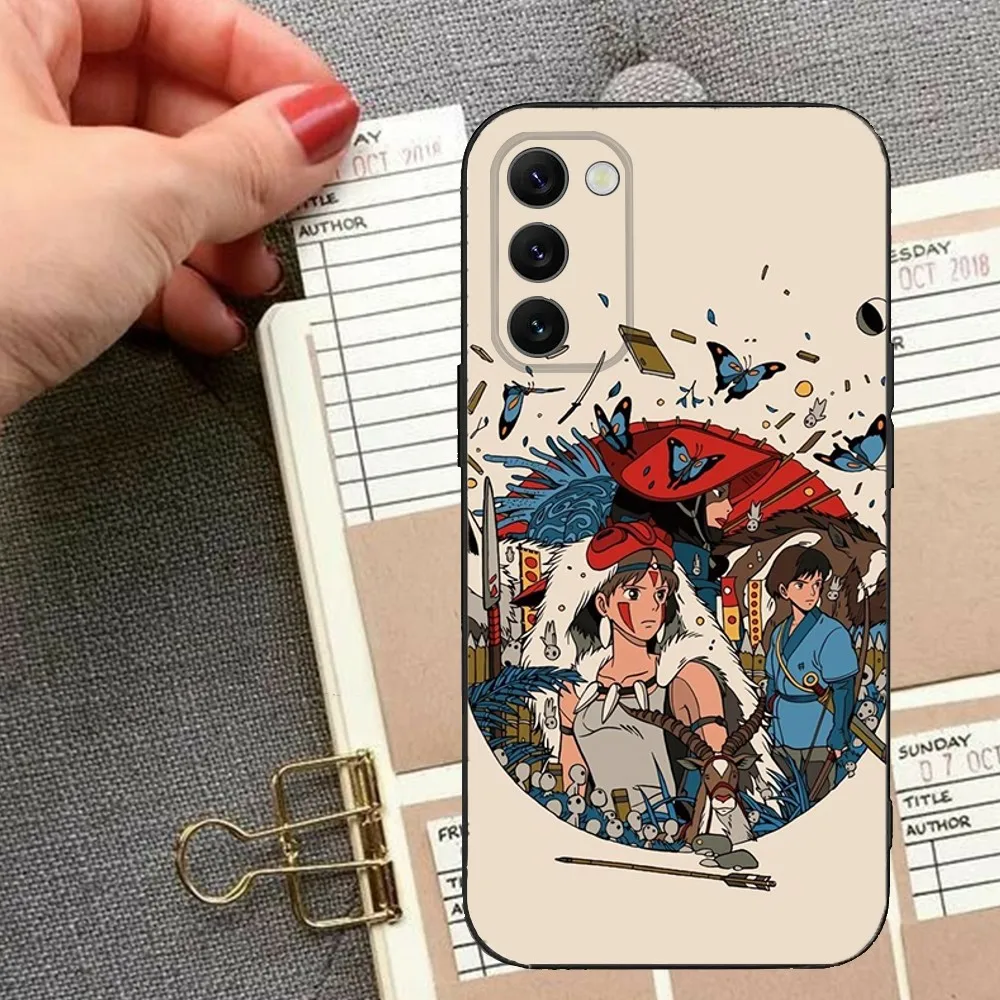 Чехол для телефона M-Mononoke Anime H-Hime Samsung S24 23 22 30 21 10 9 Ultra Plus Lite FE 5G черный мягкий чехол