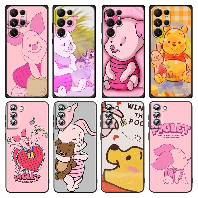 

Disney pooh piglet For Samsung Galaxy S23 S22 S21 S20 S10 S9 Ultra Plus Pro 4G 5G silicone Soft Black Phone Case