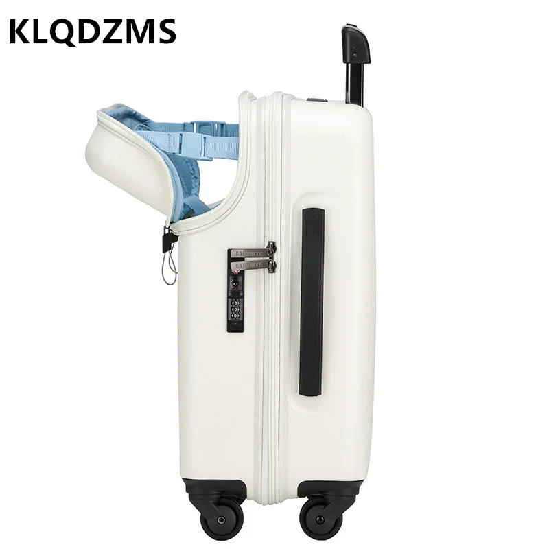 KLQDZMS High Quality Front Opening Boarding Luggage Female Small 20 Inch Net Red INS Trolley Case 24 Inch Suitcase Male USB