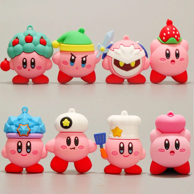 

8 шт./компл. Kirby Аниме игра милый мультфильм Розовый Kirby вадл ди ДУ собирать мини игрушки куклы ПВХ экшн-Фигурки игрушки для детей Подарки