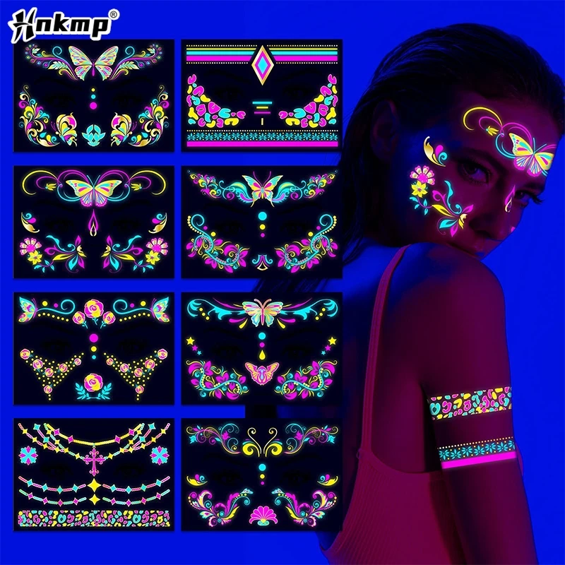 Флуоресцентная татуировка для лица 1 лист Временные татуировки