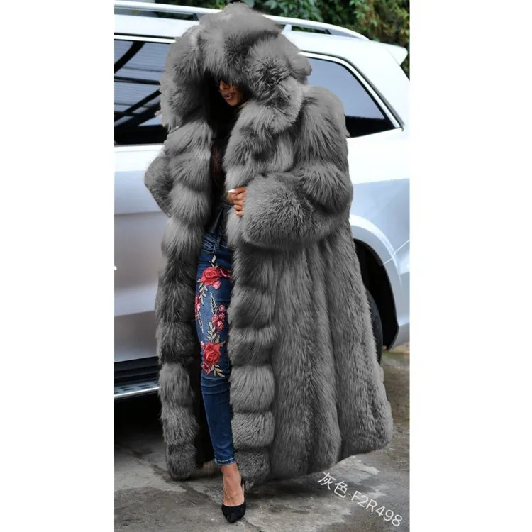 Faux Fur Coats Winter 2023 Women Solid Fashion Cardigan Long Outwear Female Luxury Hooded Long Sleeve Warm Thick Fluffy Jacket