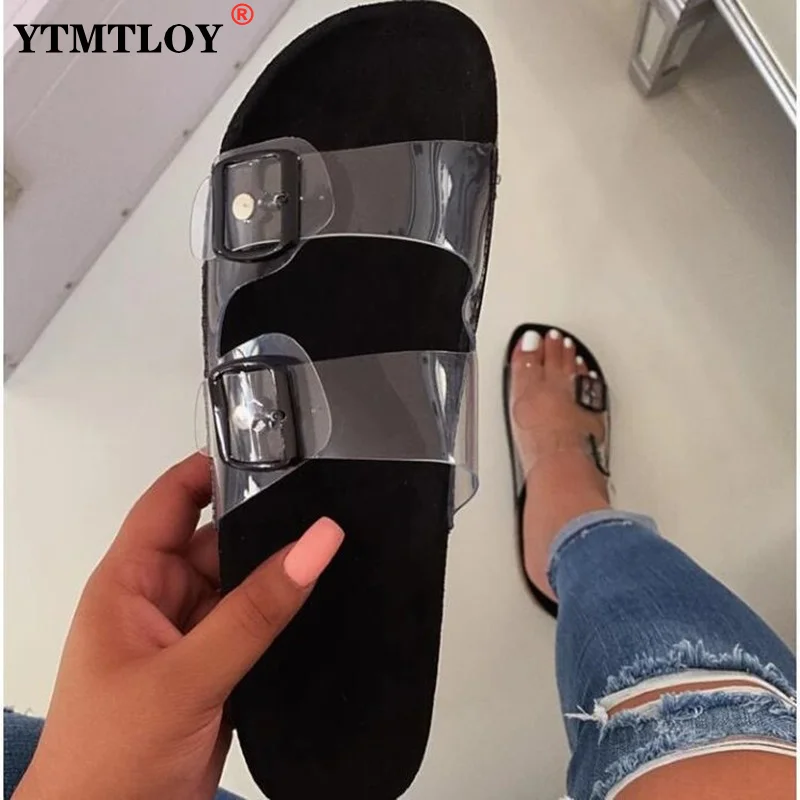 

2022 Shoes Women Rhinestone Slippers Fashion Metal Bling Slides Fur Fringe Flip Flops Summer Flat Outside Ladies Shoes PVC