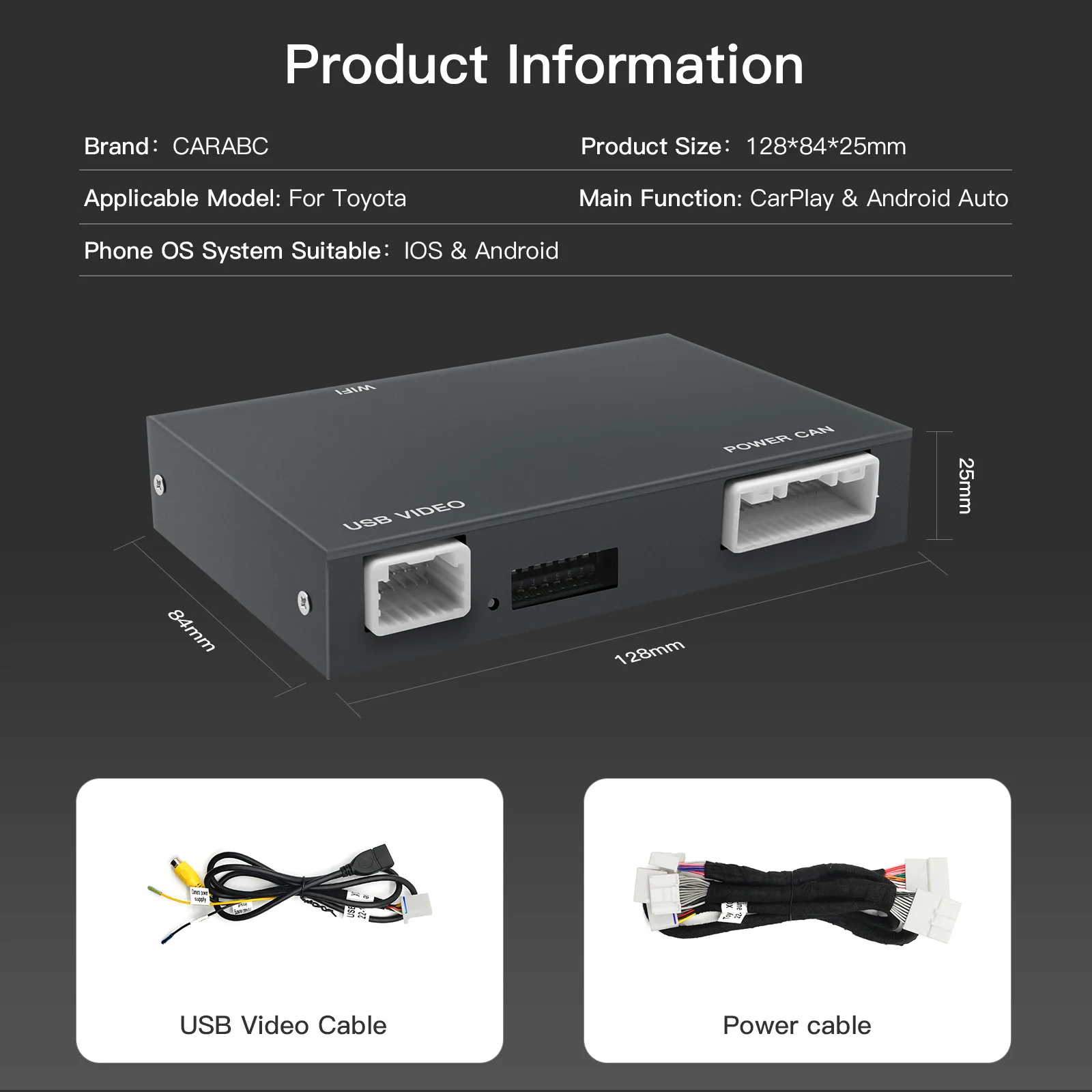 Carabc Wireless Apple Carplay Android Auto для TOYOTA Touch2 и Entune2.0 4Runner Camry Highlander Prius Tacoma RAV4 2014-2019
