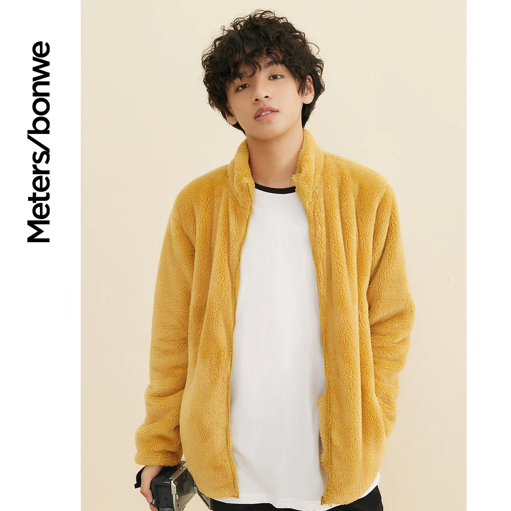 Metersbonwe Stand-up Collar Jacket Men Plush Cotton Coats New Winter Couple Polar Fleece Women Padded Coats Casual Cardigan