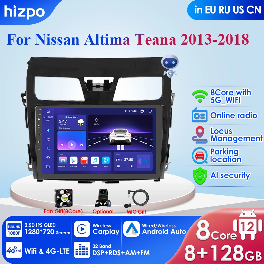 Автомагнитола Carplay 4G-LTE 2Din Android для Nissan Altima Teana 3 2013 2014 2015, автомагнитола, мультимедийный видеоплеер, навигация GPS