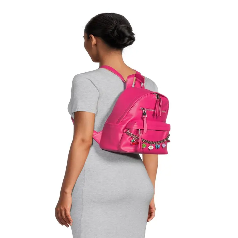 Women's Charm Pouch Mini Backpack Black