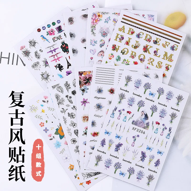 Новая имитация сухих цветов Ins картина Весна Ретро цветок 3D украшения для ногтей