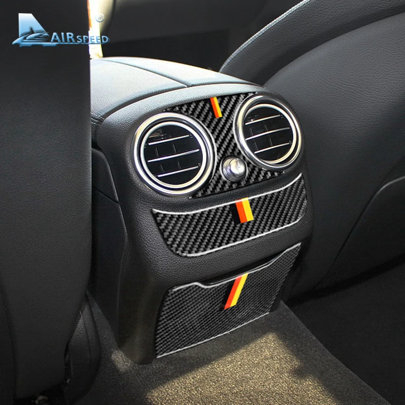 Airspeed for Mercedes Benz W205 C Class C180 C200 C300 GLC Accessories Carbon Fiber Car Rear Air Conditioning Outlet Cover Trim