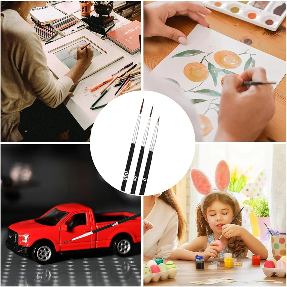 60 шт. кисти для рисования деталей кисть с тонким кончиком и 3 размерами 0 00 000