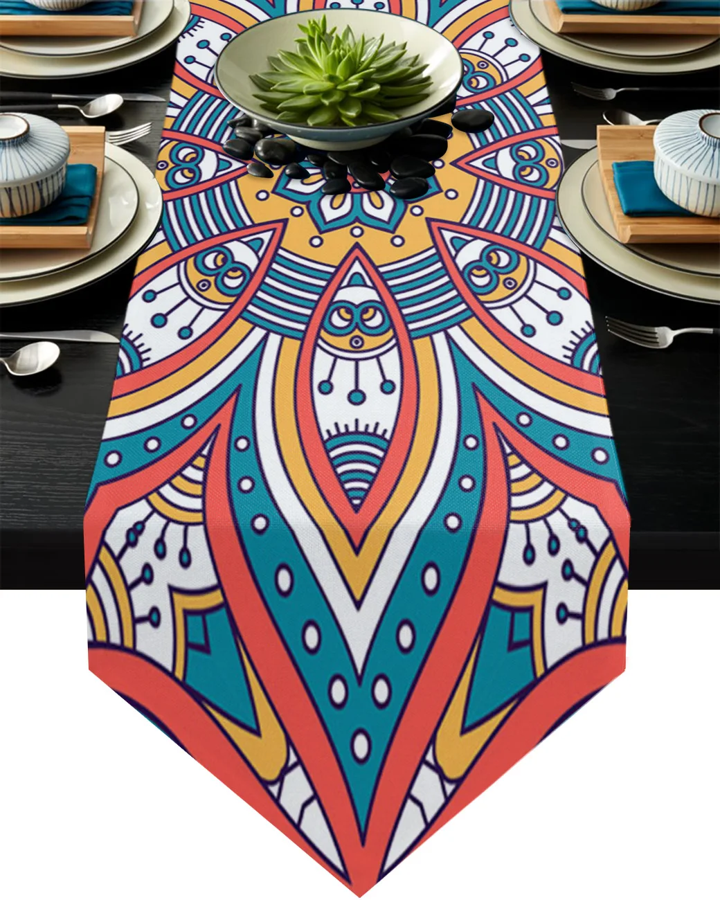 

Ethnic Retro Pattern Color Table Runners Wedding Table Decoration Coffee Table Decor Printed Tablecloth for Kitchen Table Runner