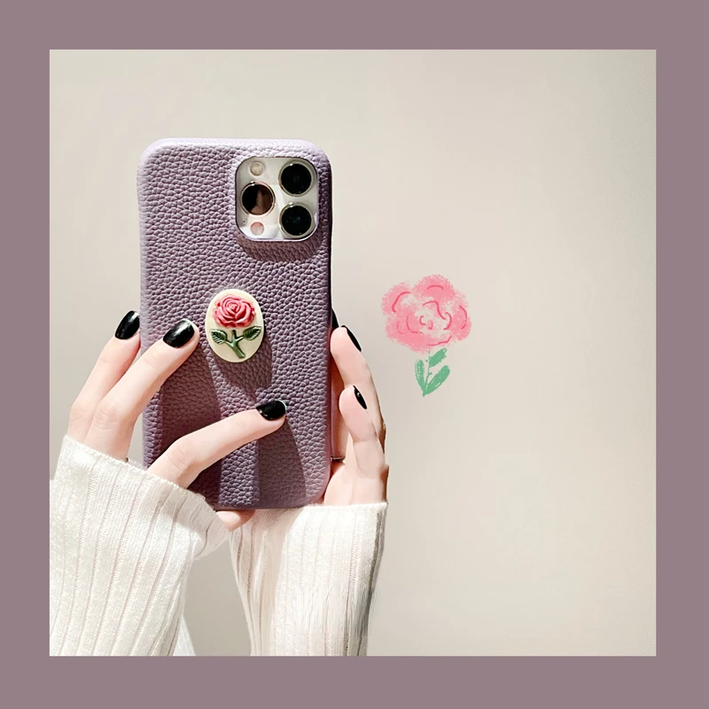 

Retro Pink Rose Phone Case For IPhone 14Pro Max 13Plus 12 11 X XR/XS INS Style Plain Pictorial Shockproof Silicone Phone Cover