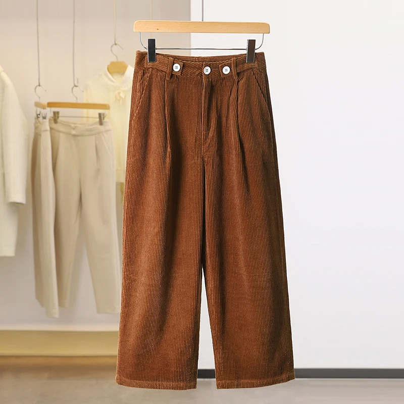 

Женские вельветовые брюки; Зимние брюки; Широкие укороченные брюки